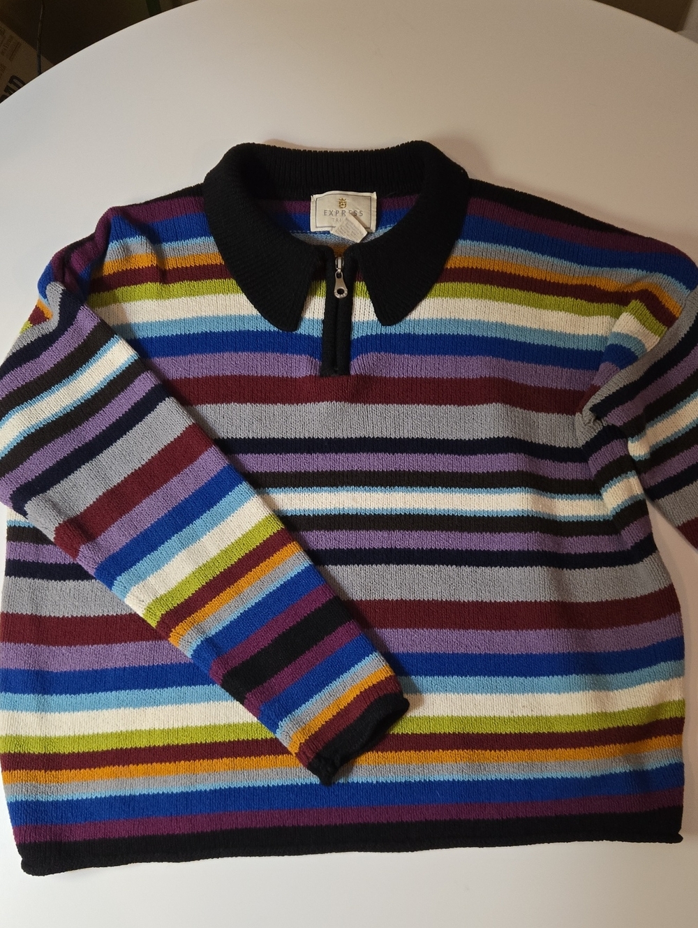 Vintage 90s Express Boxy Vivid Striped Sweater